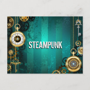 Steampunk Jewelry Watch, wir haben Green Backgroun Feiertagspostkarte