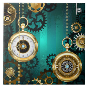 Steampunk Jewelry Watch, wir haben Green Backgroun Fliese