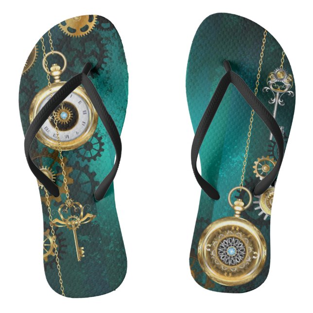 Steampunk Jewelry Watch, wir haben Green Backgroun Flip Flops (Fußbett)