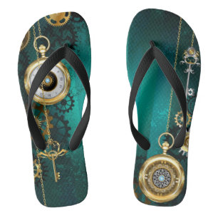 Steampunk Jewelry Watch, wir haben Green Backgroun Flip Flops