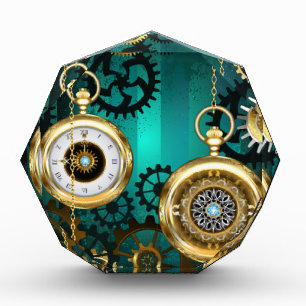 Steampunk Jewelry Watch, wir haben Green Backgroun Fotoblock