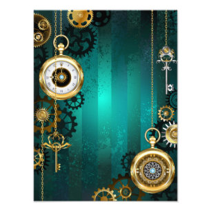 Steampunk Jewelry Watch, wir haben Green Backgroun Fotodruck