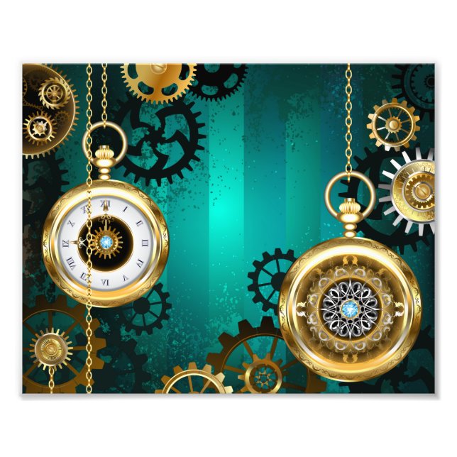 Steampunk Jewelry Watch, wir haben Green Backgroun Fotodruck (Vorne)