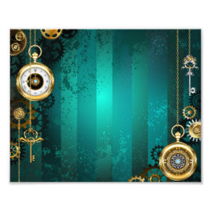 Steampunk Jewelry Watch, wir haben Green Backgroun Fotodruck