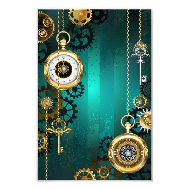 Steampunk Jewelry Watch, wir haben Green Backgroun Fotodruck (Vorne)