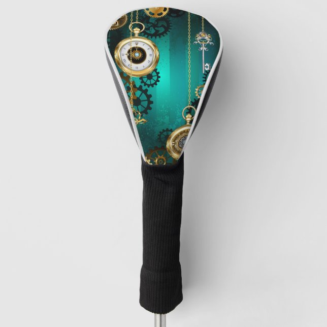 Steampunk Jewelry Watch, wir haben Green Backgroun Golf Headcover (Vorderseite)