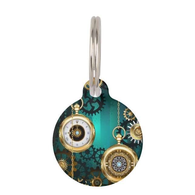 Steampunk Jewelry Watch, wir haben Green Backgroun Haustiermarke (Vorderseite)