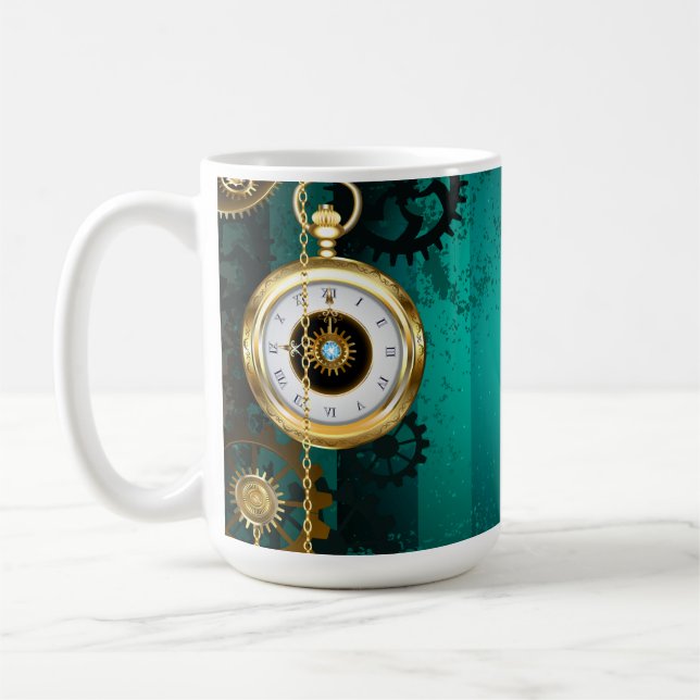 Steampunk Jewelry Watch, wir haben Green Backgroun Kaffeetasse (Links)