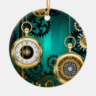 Steampunk Jewelry Watch, wir haben Green Backgroun Keramik Ornament