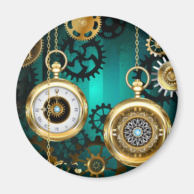 Steampunk Jewelry Watch, wir haben Green Backgroun Magnet (Vorne)