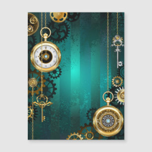 Steampunk Jewelry Watch, wir haben Green Backgroun Magnetkarte