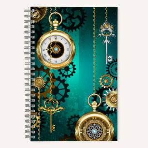Steampunk Jewelry Watch, wir haben Green Backgroun Notizbuch