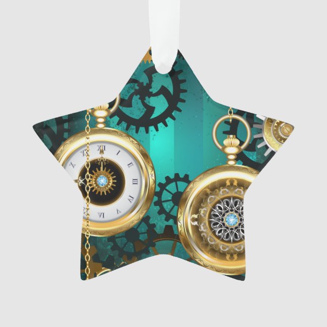 Steampunk Jewelry Watch, wir haben Green Backgroun Ornament (Vorderseite)