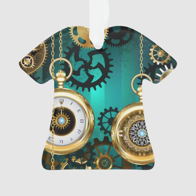 Steampunk Jewelry Watch, wir haben Green Backgroun Ornament (Vorderseite)