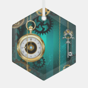 Steampunk Jewelry Watch, wir haben Green Backgroun Ornament Aus Glas