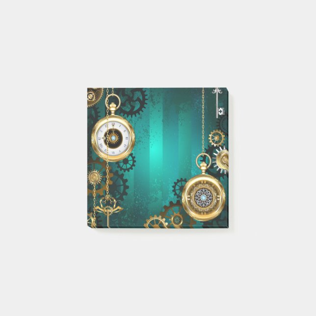 Steampunk Jewelry Watch, wir haben Green Backgroun Post-it Klebezettel (Vorderseite)