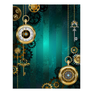 Steampunk Jewelry Watch, wir haben Green Backgroun Poster
