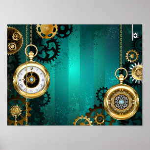 Steampunk Jewelry Watch, wir haben Green Backgroun Poster