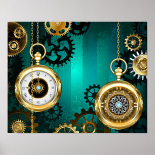 Steampunk Jewelry Watch, wir haben Green Backgroun Poster