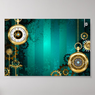 Steampunk Jewelry Watch, wir haben Green Backgroun Poster