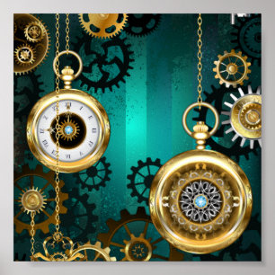 Steampunk Jewelry Watch, wir haben Green Backgroun Poster