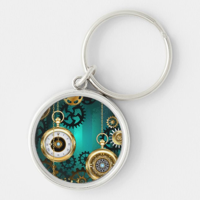Steampunk Jewelry Watch, wir haben Green Backgroun Schlüsselanhänger (Vorne)