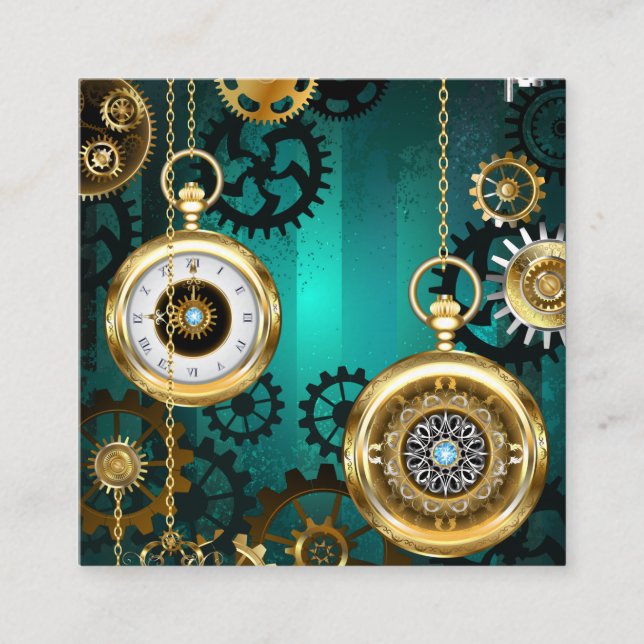 Steampunk Jewelry Watch, wir haben Green Backgroun Telefonnummerkarte (Vorderseite)
