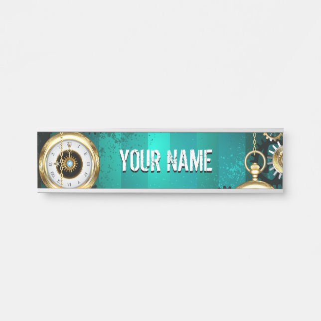 Steampunk Jewelry Watch, wir haben Green Backgroun Türschild (Vorderseite )