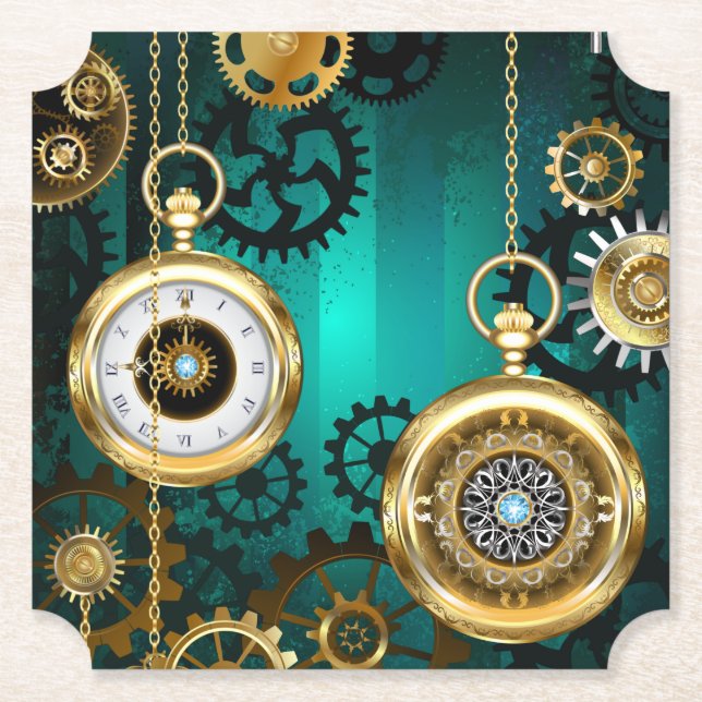 Steampunk Jewelry Watch, wir haben Green Backgroun Untersetzer (Vorderseite)