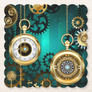 Steampunk Jewelry Watch, wir haben Green Backgroun Untersetzer