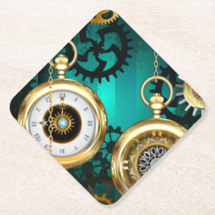 Steampunk Jewelry Watch, wir haben Green Backgroun Untersetzer