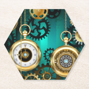 Steampunk Jewelry Watch, wir haben Green Backgroun Untersetzer