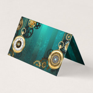 Steampunk Jewelry Watch, wir haben Green Backgroun Visitenkarten