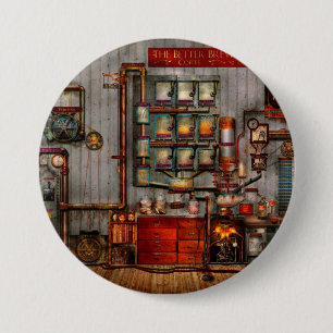 Steampunk - Kaffee - die Firmenkaffeemaschine Button