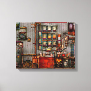 Steampunk - Kaffee - Die Kaffeemaschine des Untern Leinwanddruck