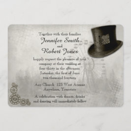 Steampunk Karnevals-Zylinder-Hochzeits-Einladung Einladung