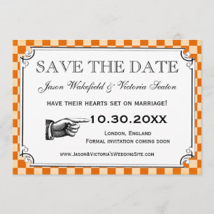 Steampunk-Karo-Hochzeit Save-the-Date-Karten Save The Date
