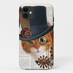 Steampunk Katze auf Wörterbuch-Seite Case-Mate iPhone Hülle