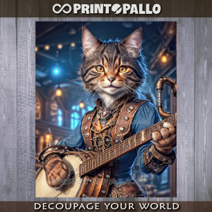 Steampunk-Katze, die Banjo spielt - Seidenpapier