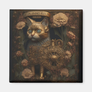Steampunk-Katze gothische Digitalkunst Magnet
