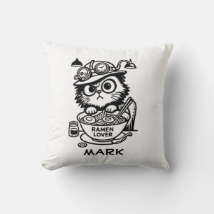 Steampunk-Katze Grumpy Ramen Lustiges Wurfkissen Kissen