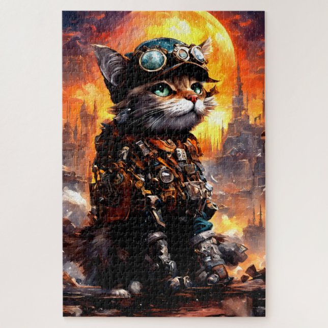 Steampunk-Katze II Puzzle (Vertikal)