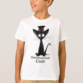 Steampunk Katze in ein Hut-lustigen T-Shirt