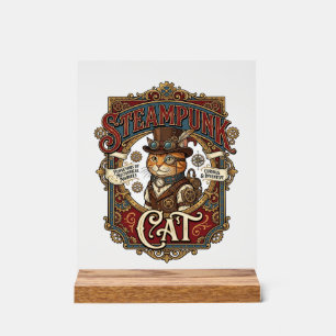 Steampunk-Katze Katze Steampunk Vintage Acrylschild