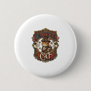 Steampunk-Katze Katze Steampunk Vintage Button