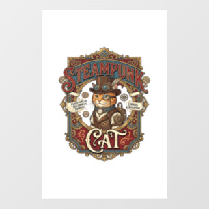 Steampunk-Katze Katze Steampunk Vintage Fensteraufkleber
