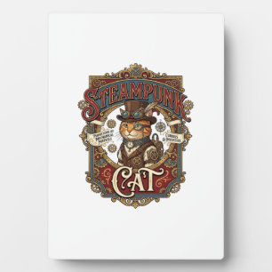 Steampunk-Katze Katze Steampunk Vintage Fotoplatte