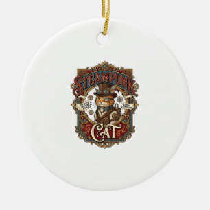 Steampunk-Katze Katze Steampunk Vintage Keramik Ornament