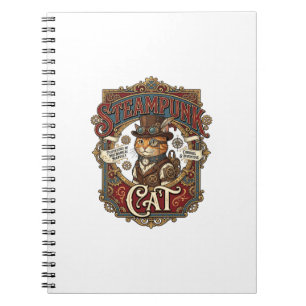 Steampunk-Katze Katze Steampunk Vintage Notizblock