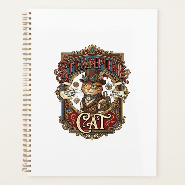 Steampunk-Katze Katze Steampunk Vintage Planer (Vorderseite)